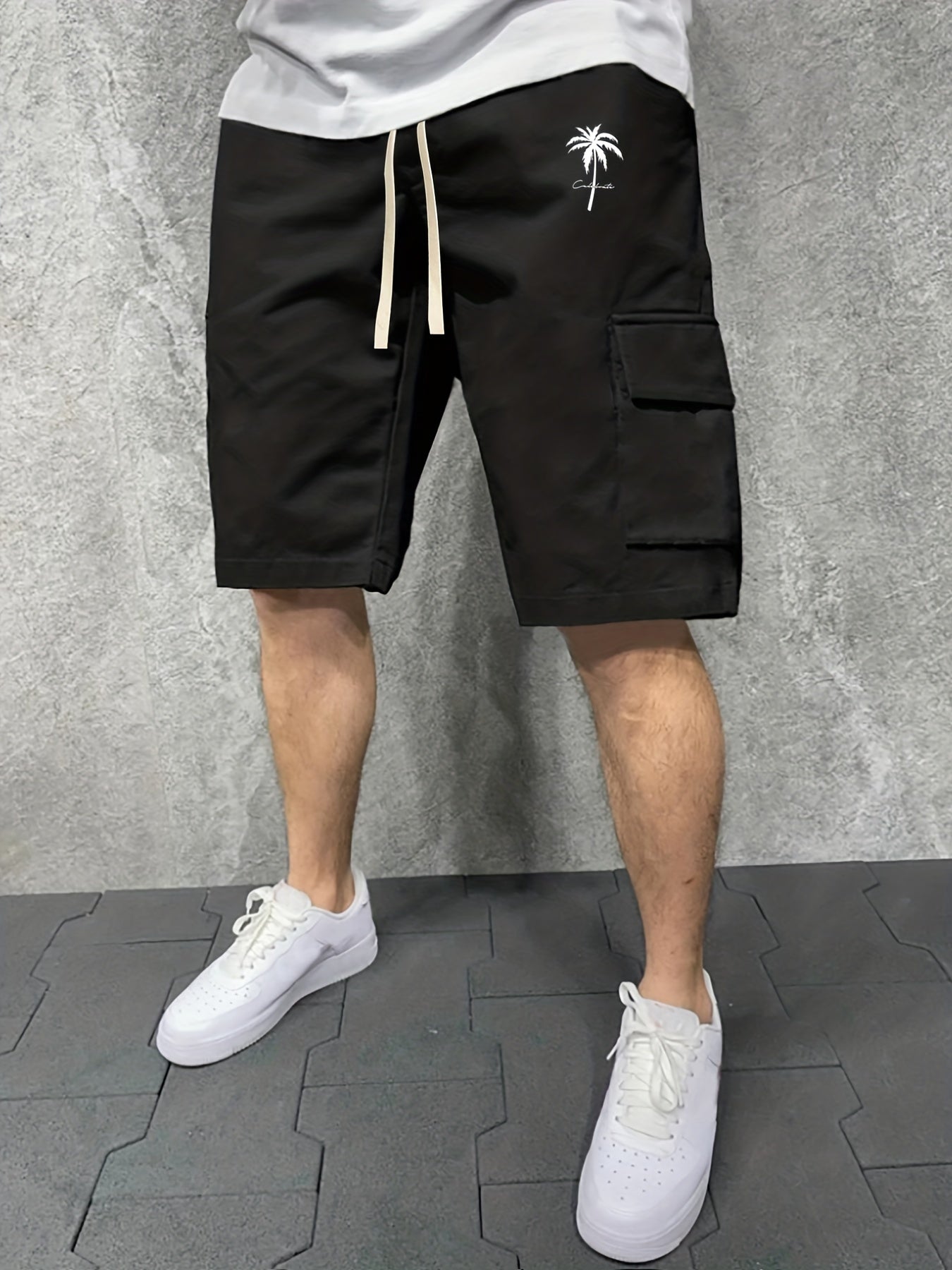 California Coconut Tree Men's Cargo Shorts for Summer Casual Wear