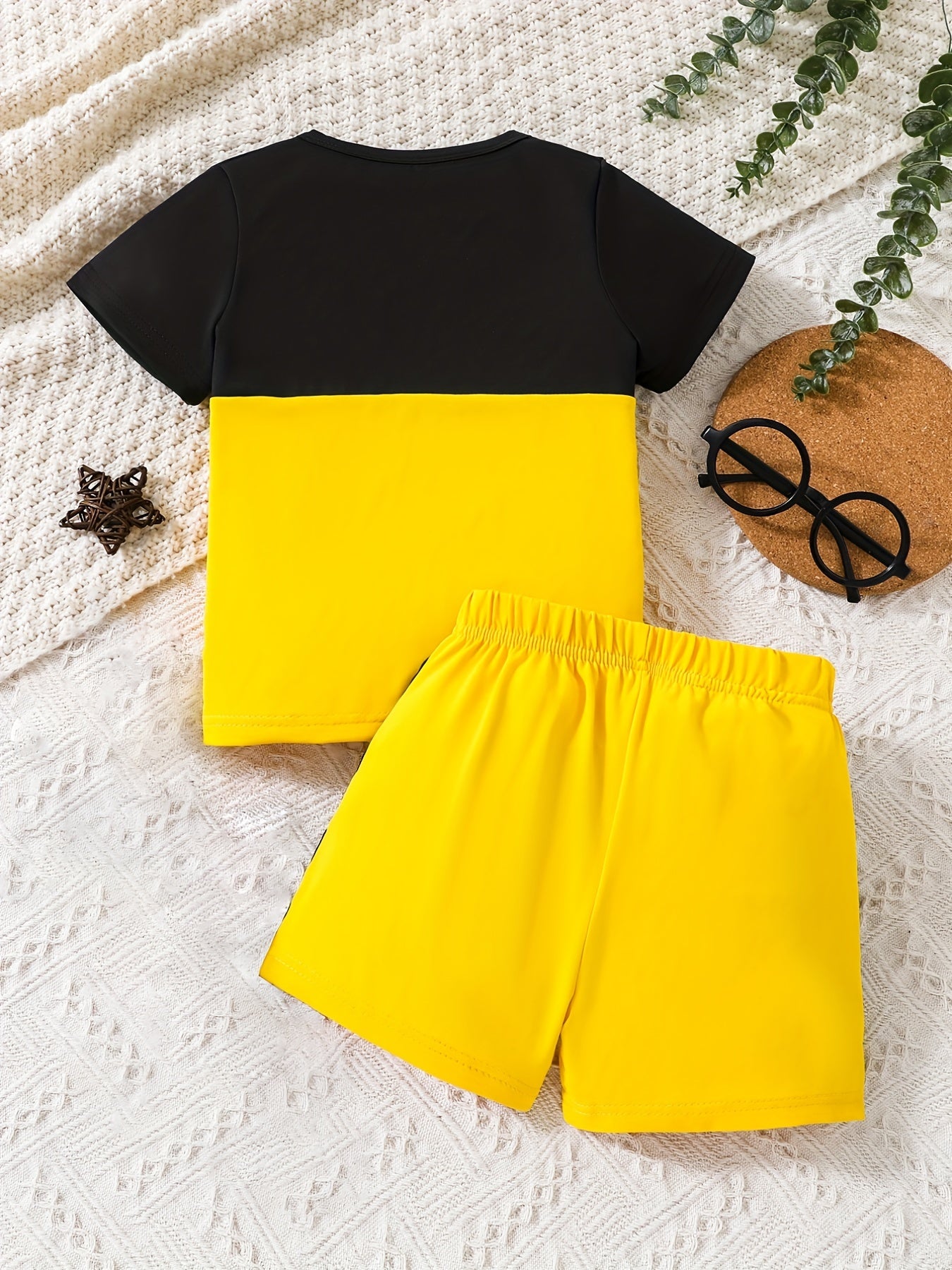 Boys Block Letter Outfit Shorts & T-shirt Casual Summer Clothes