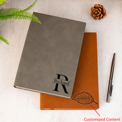Personalized Vintage Faux Leather Notebook Custom Name A5 Size