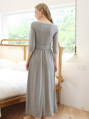 Comfortable Lounge Dress with Front Tie Long Sleeves