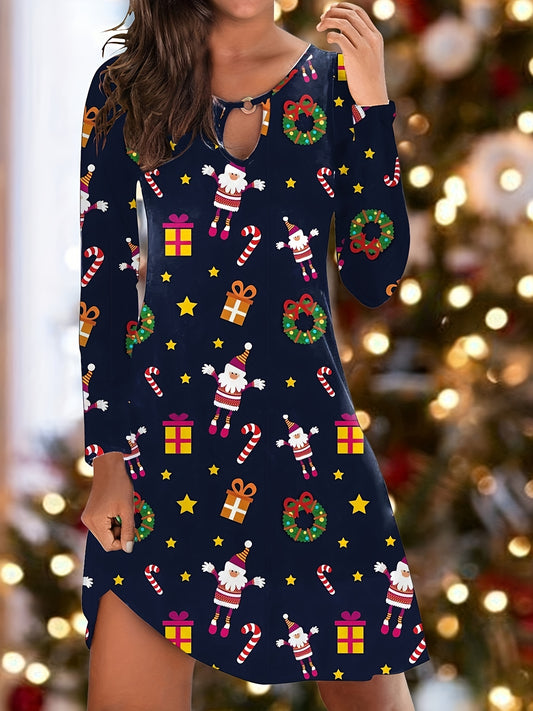  Christmas Dress Women's Plus Allover Print