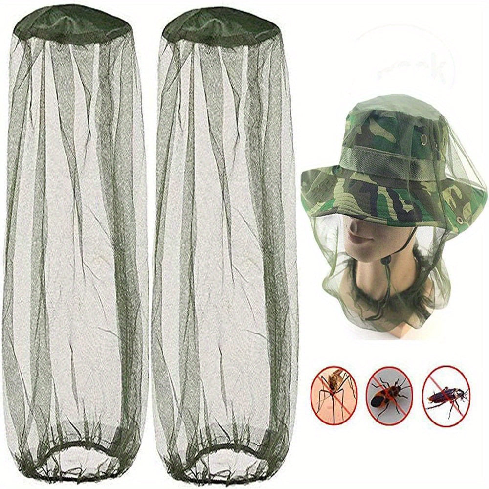 2 Packs Green Mosquito Head Net Mesh Face Protector with Fine Holes