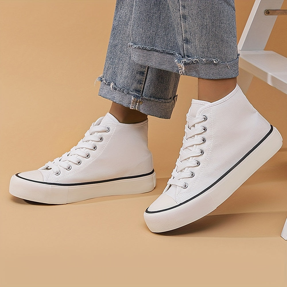 High Top Chunky Canvas Sneakers Lace Up Heighten