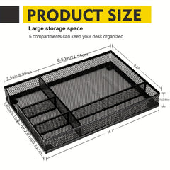Metal Mesh Office Desk Drawer Organizer Tray Storage Box