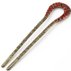 Vintage Golden Rhinestone Hairpin for Hanfu Updo