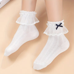 Bow Lace Mesh Thin Breathable Lace Crew Socks Girls Cotton Crew Socks
