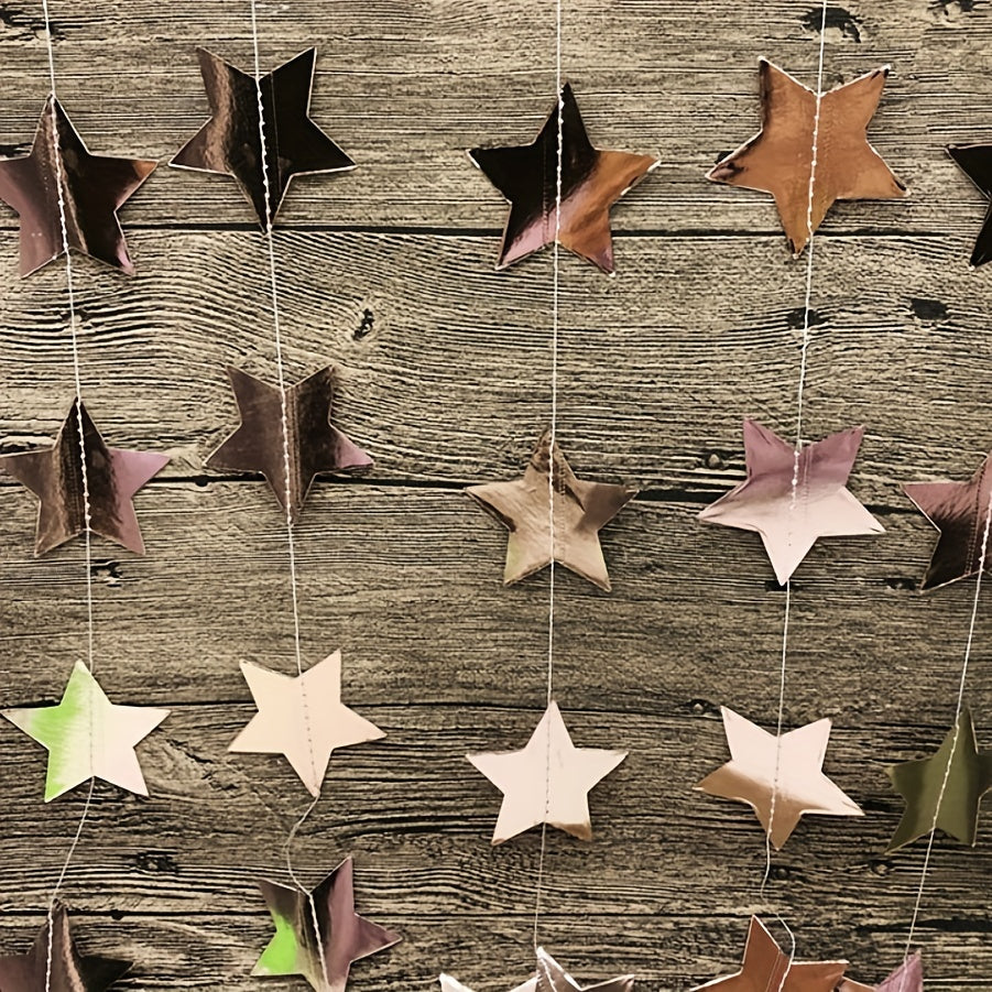 4M Rose & Silvery Golden Star Pull Flag Streamer, Bright Face Pull F