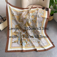 98cm Thin Print Square Scarf Silk Feeling Soft Scarf Breathable Shawl Wraps