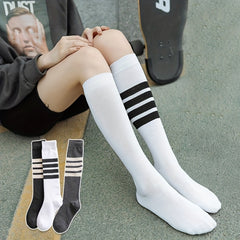 4 Pairs Striped Calf Socks Knee High Stockings