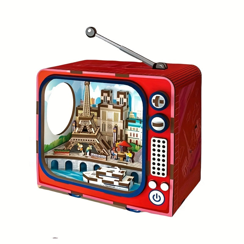 3D Puzzle DIY Kit Japanese TV Scene Cherry Blossoms Pagoda Decor Figurine