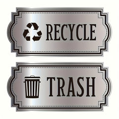 2pcs Gray Recycling Trash Stickers Glossy Finish Indoor Outdoor Use