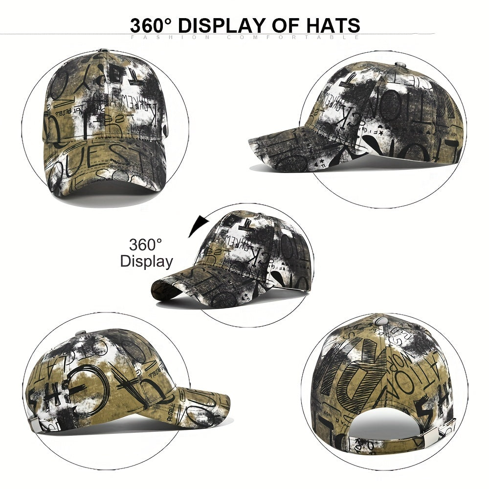 Vintage Graffiti Print Baseball Cap Casual Hip Hop Dad Hat Adjustable Sunscreen