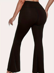  Tummy Control Wide Waistband Flared Leg Trousers