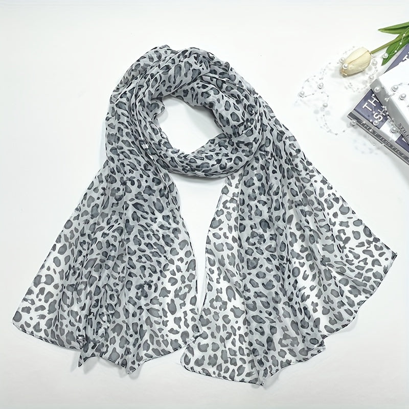 Leopard Print Scarf Thin Gauze Shawl Casual Sunscreen Head Wrap