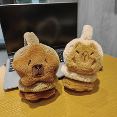 Women's Cartoon Capybara Plush Earmuffs Cozy Polyester Fiber