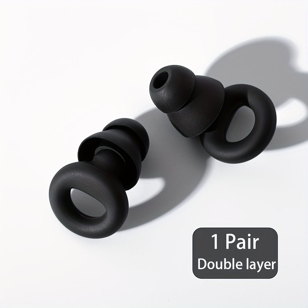 1pair Noise Reduction Silicone Ear Plugs Reusable for Sleep Swimming