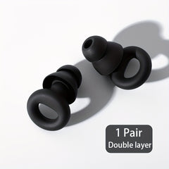 1pair Noise Reduction Silicone Ear Plugs Reusable for Sleep Swimming