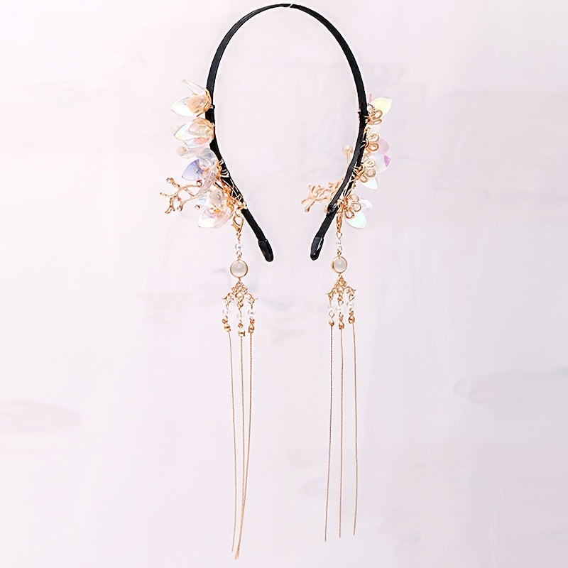 Vintage Chinese Style Hanfu Hairband with Flower Tassel