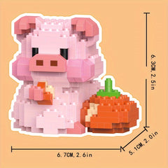 Animal Building Blocks Gluttonous Pig Model Small Building Blocks Gift