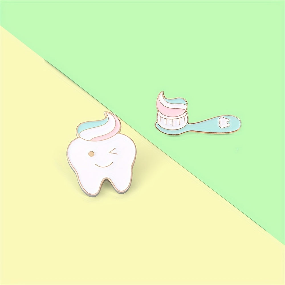 Teeth Toothbrush Enamel Brooch Pin Cartoon Lapel Pin