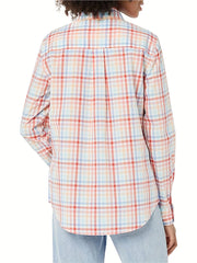 Plaid Print Long Sleeve Button Up Shirt Top
