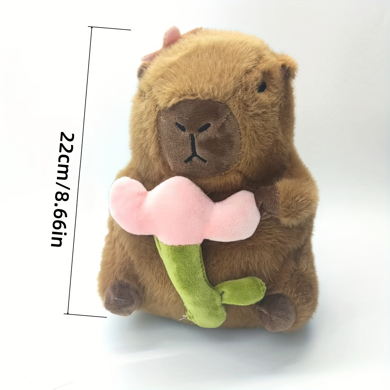 Capybara Plush Toy with Flower - Brown Plush