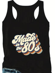 Women's Slogan Print Round Neck Tank Top