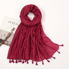 Hot Stamping Hijab Cotton Tassel Scarf Head Wrap