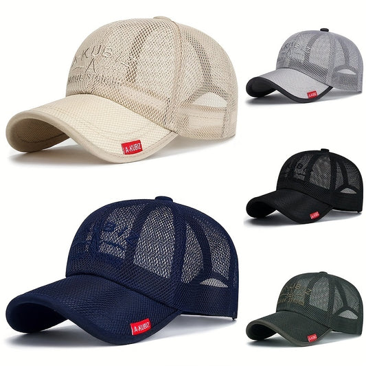 Men's Mesh Baseball Cap Breathable Dad Hat Outdoor Fishing Snapback Trucker Cap