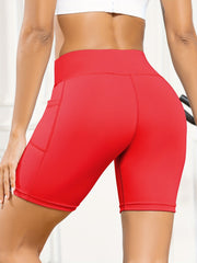 Women's Cycling Shorts Red Moisture Wicking Fabric