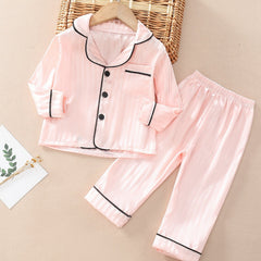 Girls 2pcs Button Down Long Sleeve Top & Pants Set