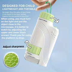 Portable Handheld Microscope with LED Light for Kids School and Science