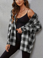  Plaid Button-Up Blouse