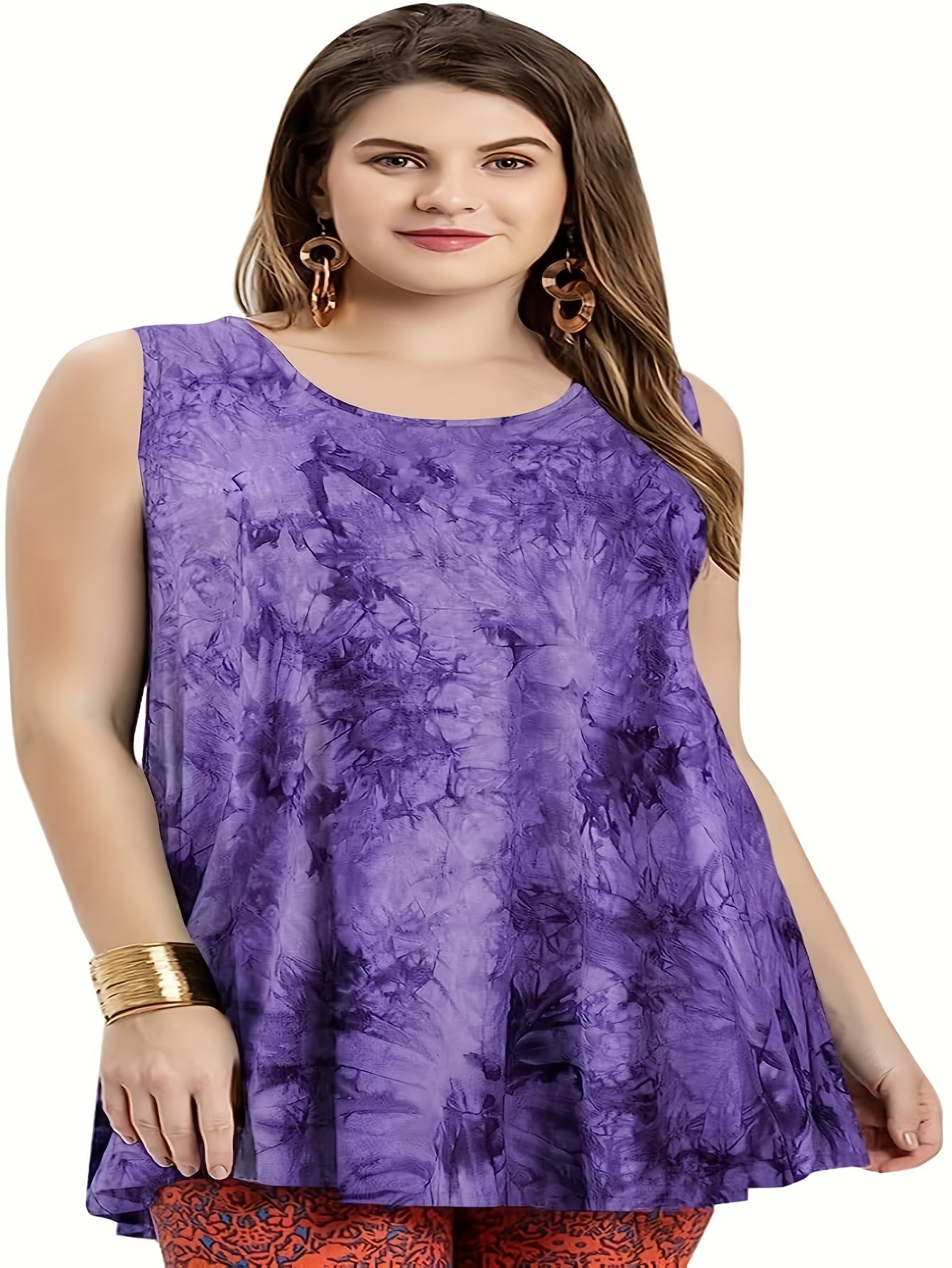  Floral Print Round Neck Tank Top