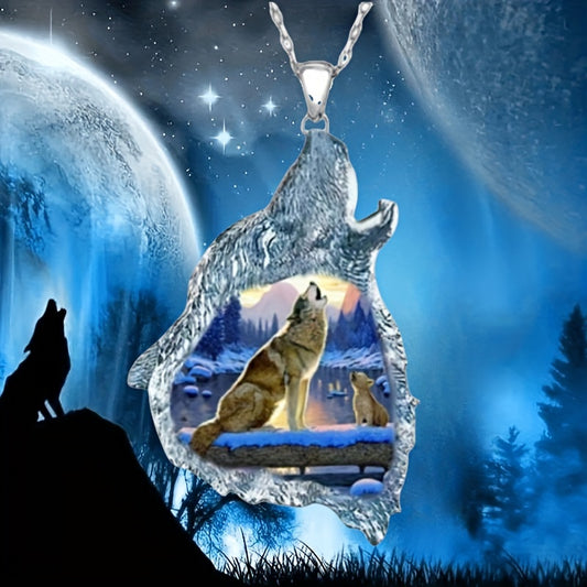 Girl's Wolf King Father And Son Pendant Necklace for Banquet Party