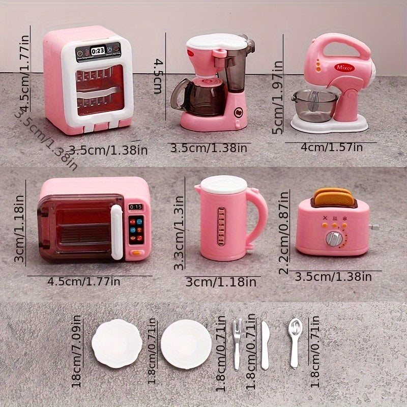 Dollhouse Kitchen Set Coffee Maker Egg Beater Oven Model DIY Accessories Toy