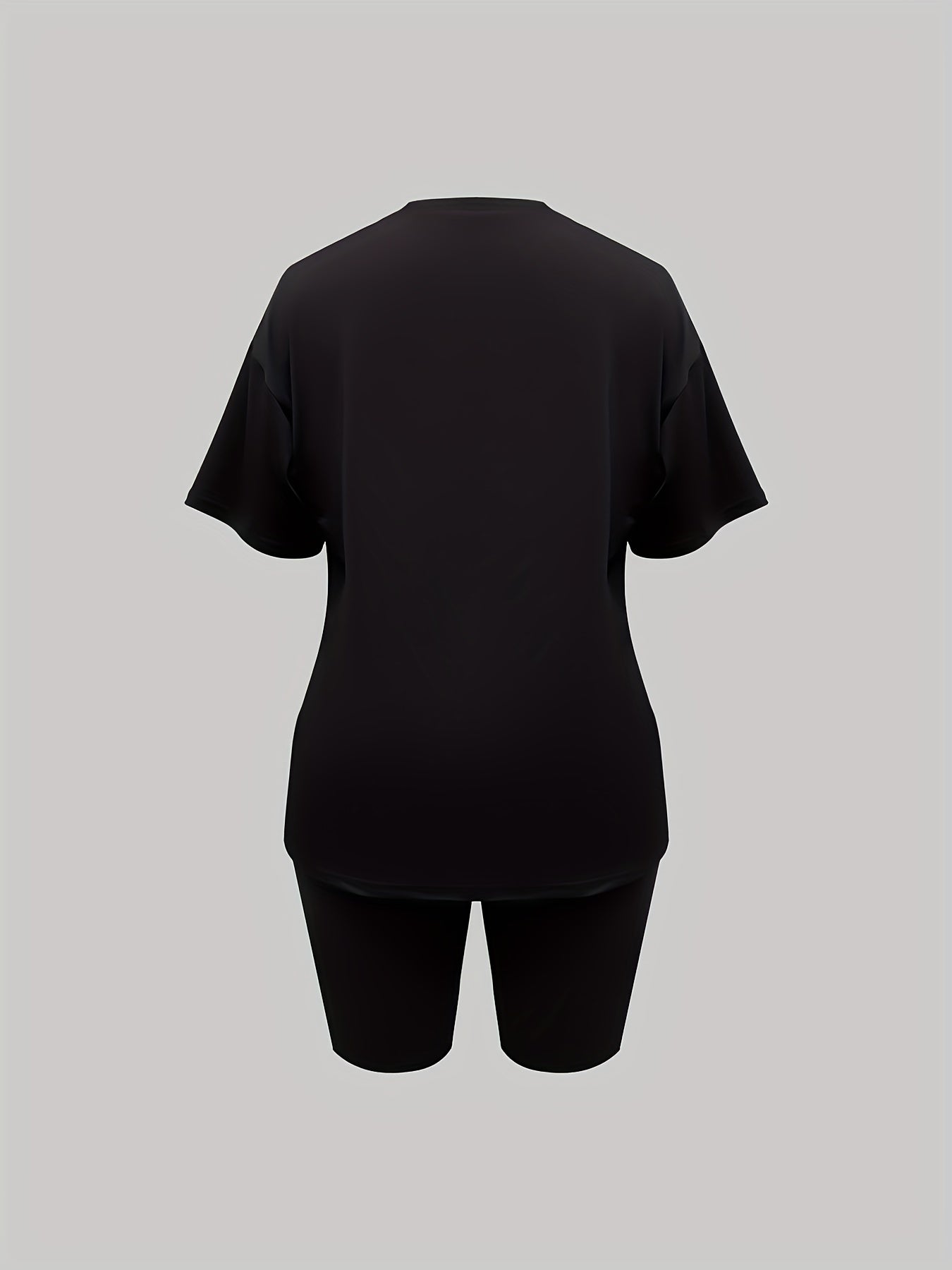 Casual Solid Tee & Slim Shorts Set Women's Clothing
