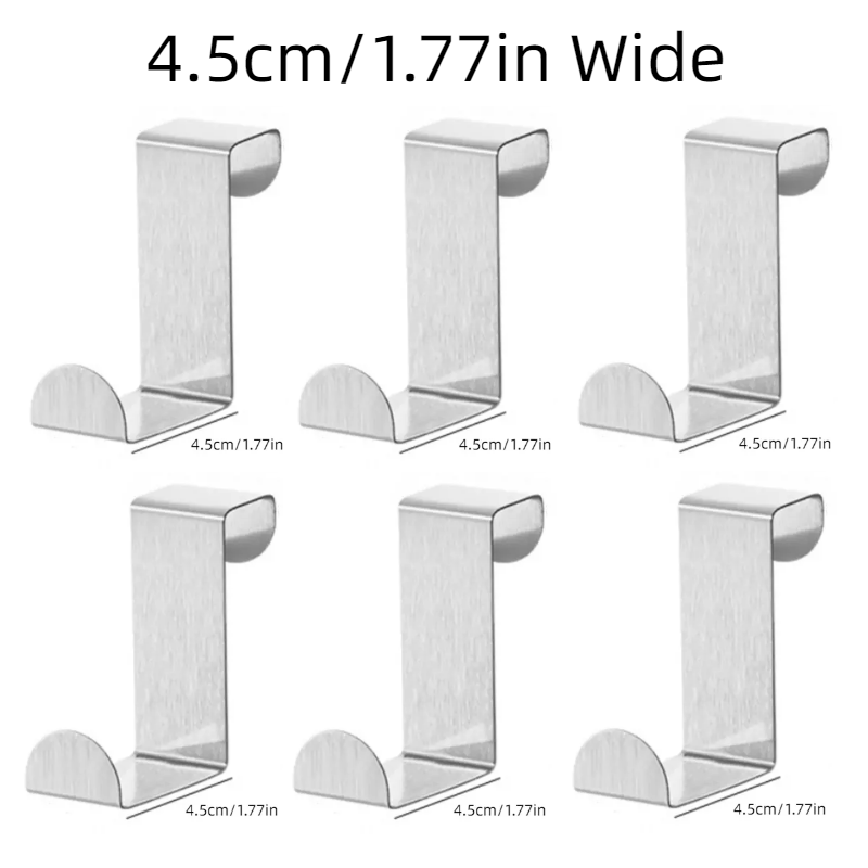 6pcs Stainless Steel Over Door Hooks for Hanging Clothes Coats Towels