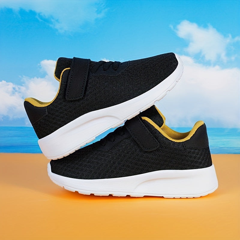 Boys' Ultralight Cushioned Sneakers Hook Loop Fastener Breathable Non Slip Shoes