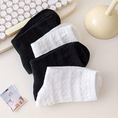 4 Pairs Heart Striped Socks Comfy & Breathable Women's Stockings