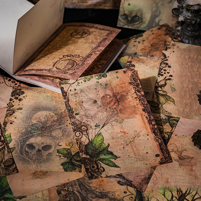 60pcs Retro Dark Series Journal Diary Material DIY Decoration Paper