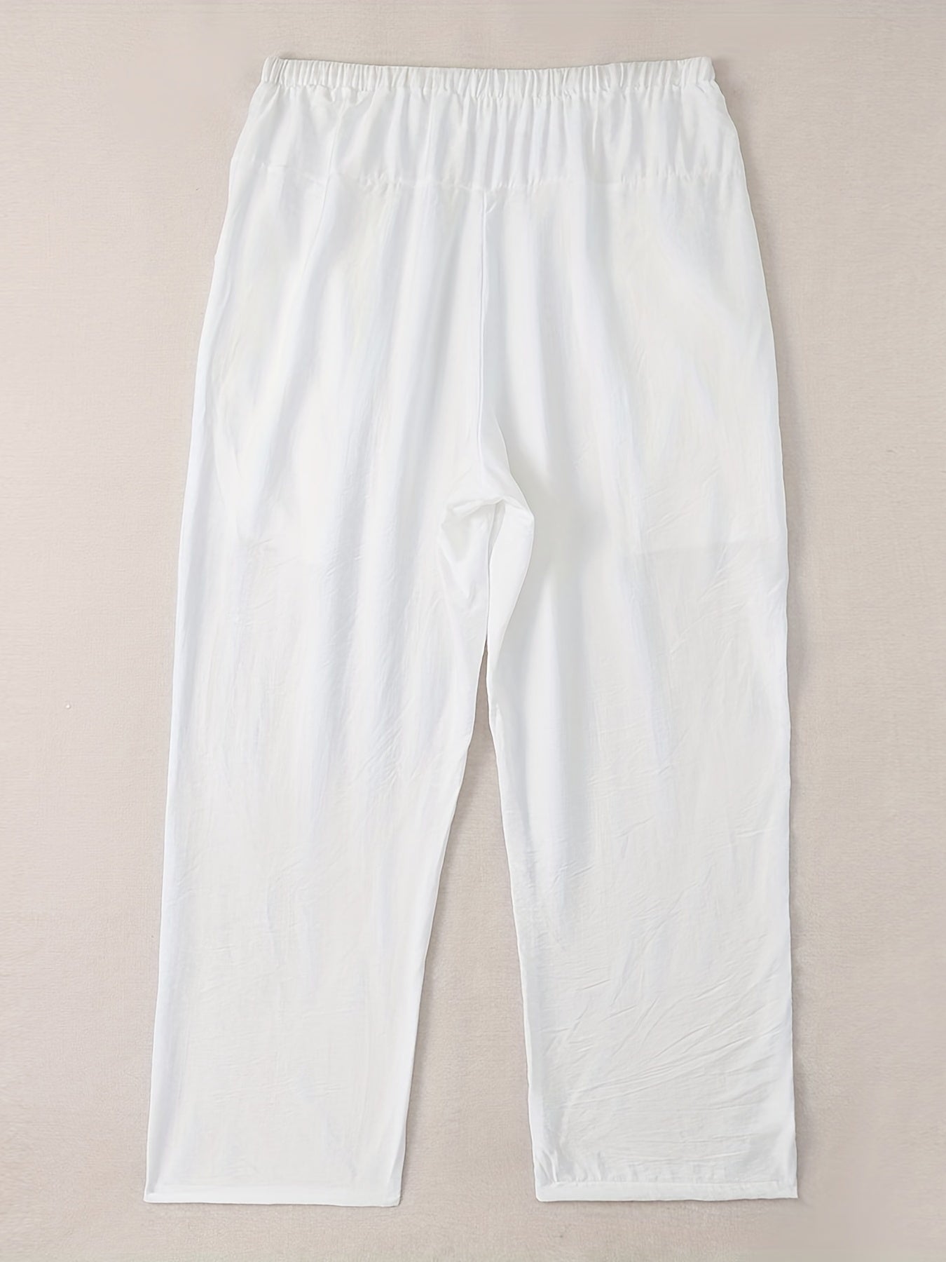  Solid Wide Leg Cropped Pants With Pockets