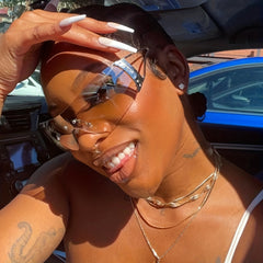 Rhinestone Decor Gradient Rimless Sunglasses UV400