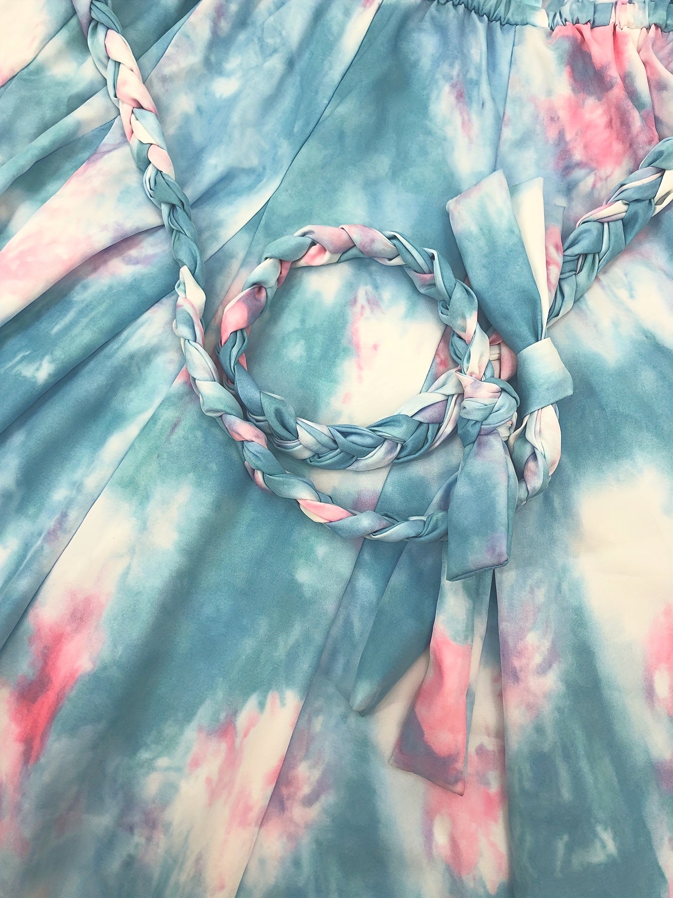  Tie Dye Surplice Neck Mini Dress With Belt