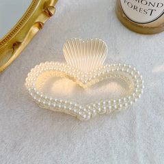 Faux Pearl Heart Hair Claw Clip Hair Pin Strong Hold Hair Accessories
