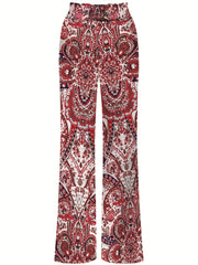 Spring & Summer Allover Print High Waist Wide Leg Pants