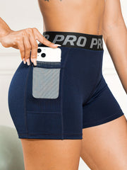 Women's Letter Graphic Running Shorts With Pockets - Comfortable Activewear