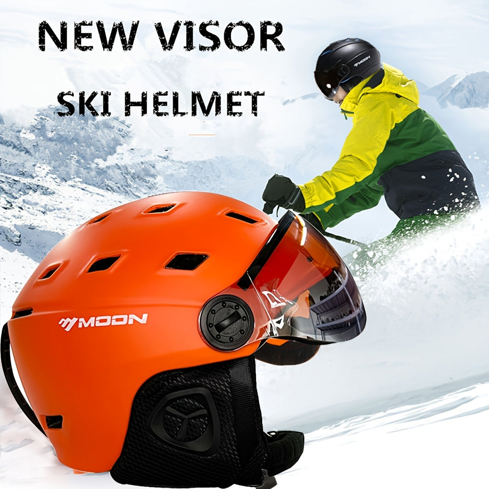 MOON Skiing Helmet With Goggles PC EPS High Ski Helmet Outdoor Snowboard
