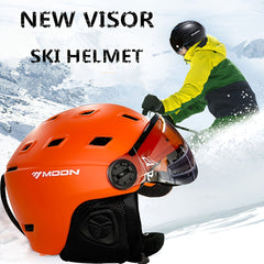 MOON Skiing Helmet With Goggles PC EPS High Ski Helmet Outdoor Snowboard