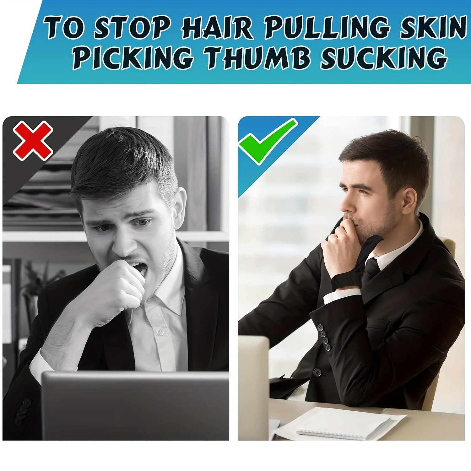 2pcs Thumb Cover Gloves for Adults to Stop Thumb Sucking